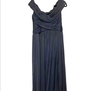 David’s Bridal Crisscross Off-the-Shoulder Mesh Bridesmaid Dress